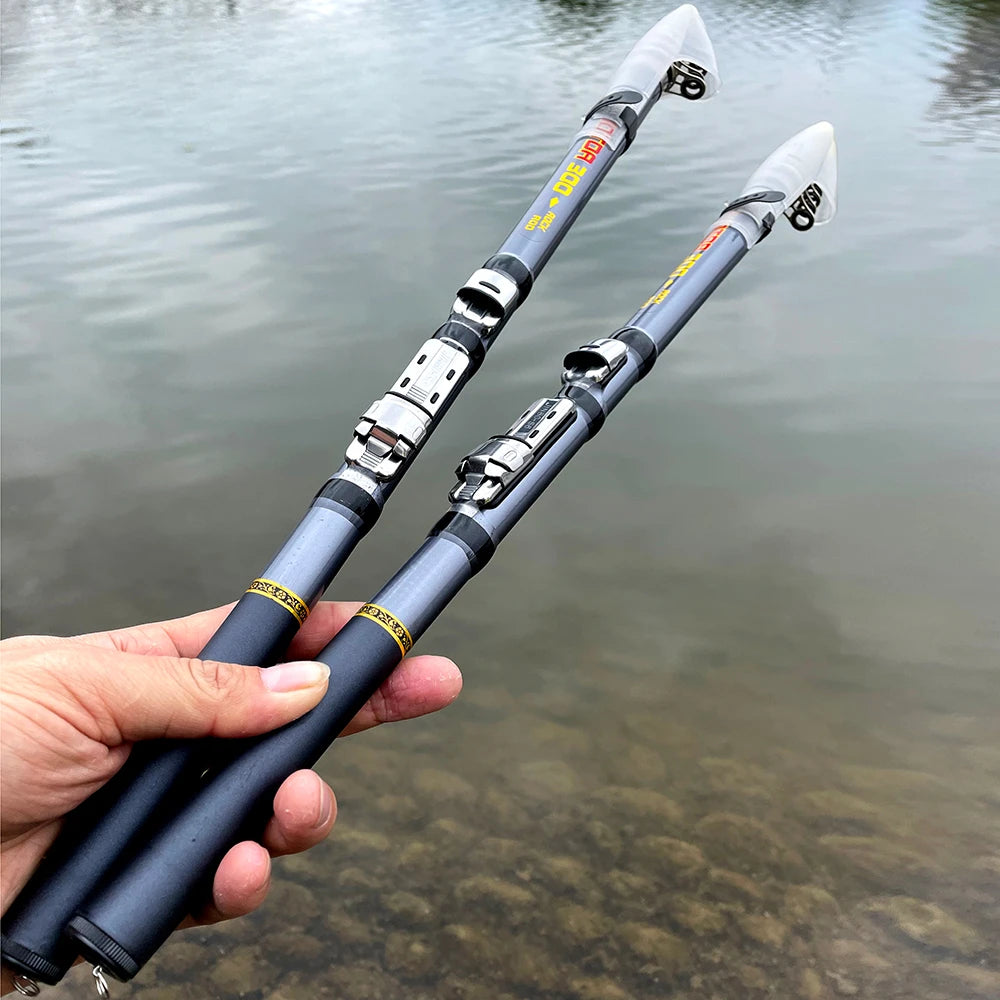 1.5-3.0m Outdoor Rock Fishing Rod Carbon Fiber Telescopic Retractable Spinning Rods Short PoleHand Fishing Tackle Sea Rod Pesca