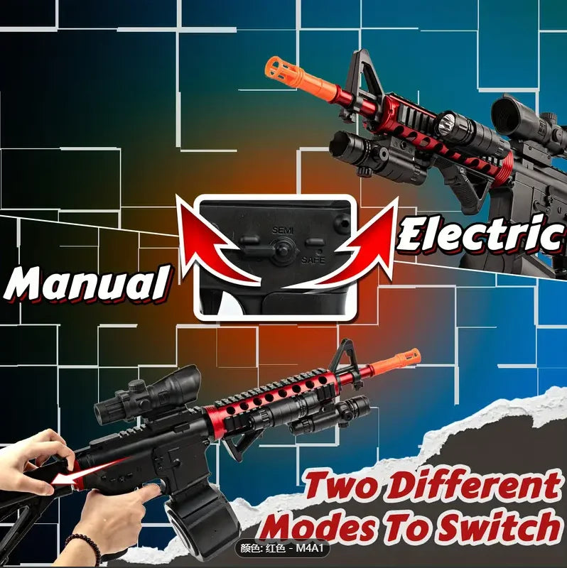 2026 New Model M416&M4 Electric Automatic Gun with 7.4V Battery and USB Charging Cable, with Magazine and Large-Capacity Bullet Storage, Same Model as the Game Version