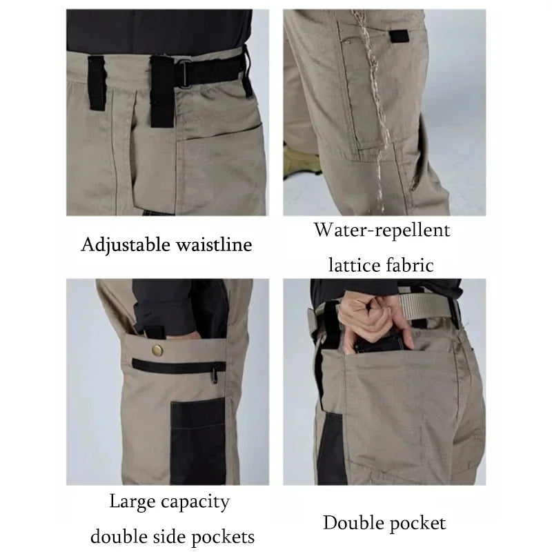 Tactical Pants Mens Outdoor Cargo Trousers Multi-pocket Waterproof Pant Outdoor Workwear Hiking Hunting Pants Wear Resistant