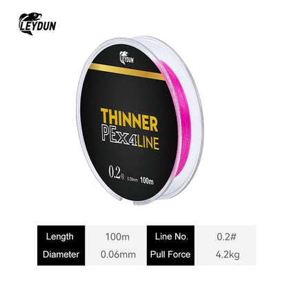 Leydun Micro THINNER Fishing Lines 100m 150m 4 Strands Braided PE Japan Monofilament Fishing Line Set Carp Fly Fishing Wire
