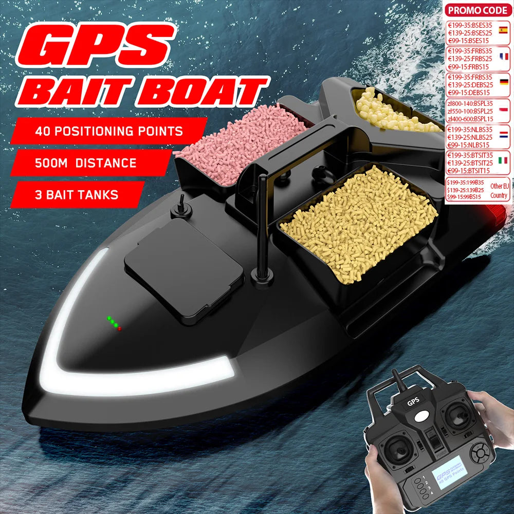 LOKEEVAN GPS Fishing Bait Boat 500m Remote Control Bait Boat Dual Motor Fish Finder Automatic Cruise/Return/Route Correction