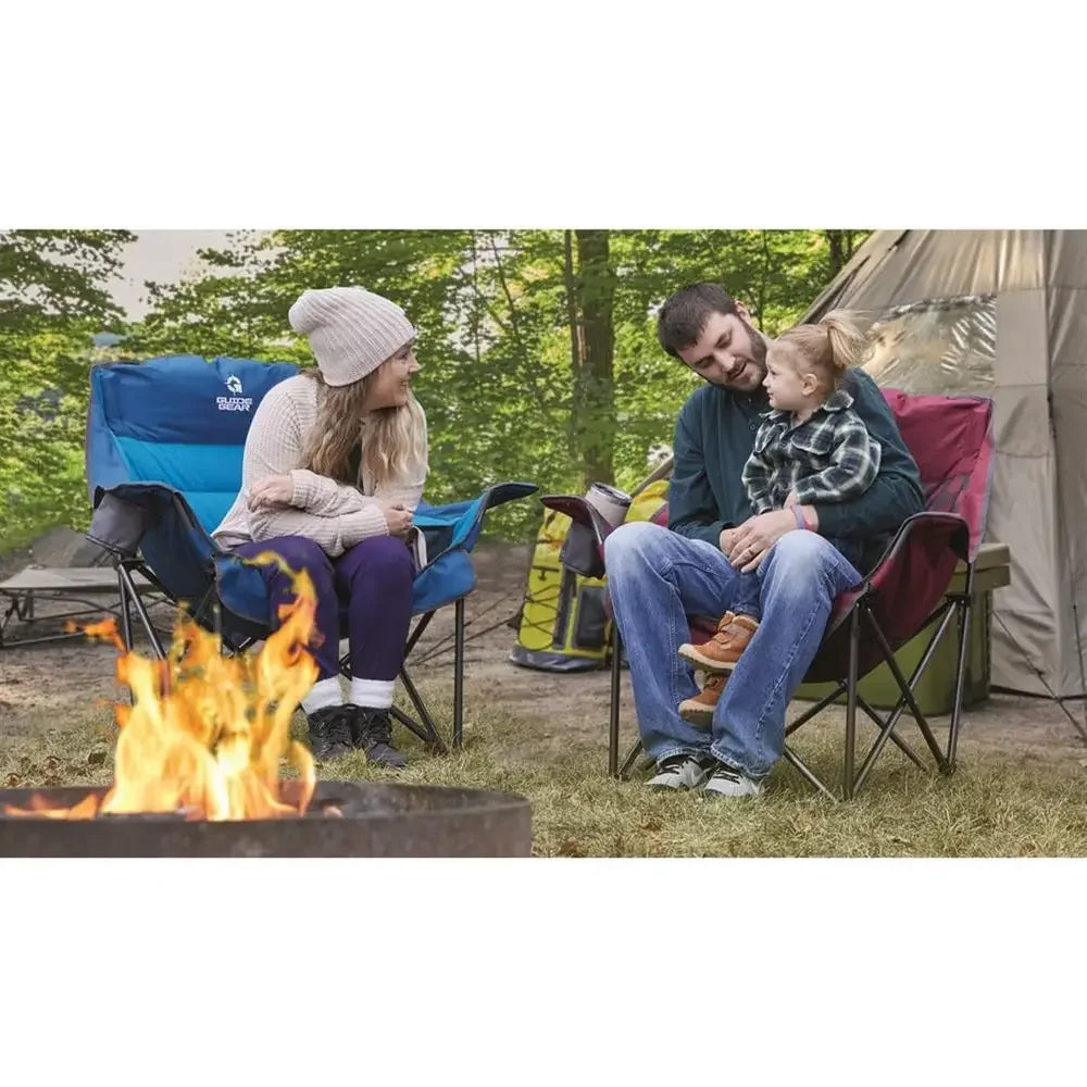 Heavy-Duty XL Padded Camp Chair, Portable, Holds 400 lbs, Green, with Cup Holder for Outdoor & Beach Use