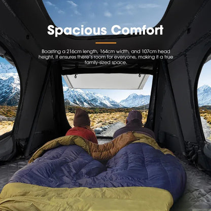 4x4 Offroad Camping Essential: SAN HIMA 3-4 Person Rooftop Tent – Quick-Setup, Waterproof Side-Open Clamshell ABS Hard Shell