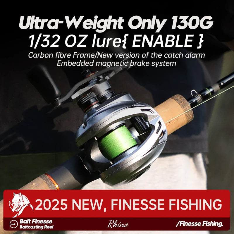 ANATONO Silver Rhino 130g Ultralight Baitcasting Reel BFS Fishing Reel 7.0：1 Gear Ratio Saltwater 8+1BB 6KG Power Baitcaster