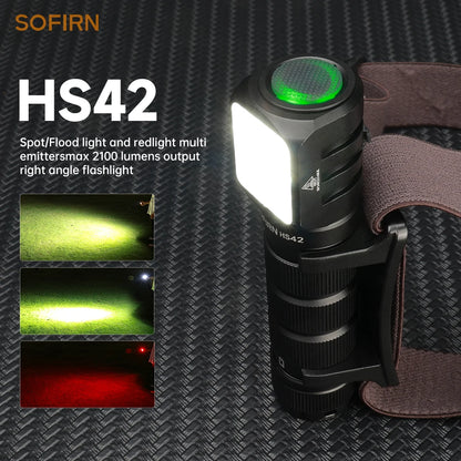 SOFIRN HS42 Headlamp 2100lm 18650 EDC USB C Rechargeable Flashlight SST40 LED Torch with Magnetic for Camping