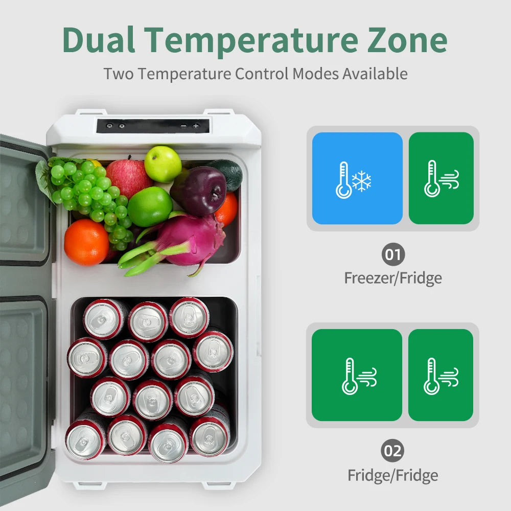 Alpicool QX 25L 30L 40L Car Refrigerator 12/24V DC 100-240V AC Fridge Freezer Dual Zone Portable Compressor Cooler for Camping