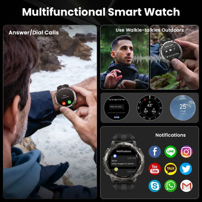KOSPET Tank T4 Smart Watch for Men 6-Sat GPS Offline Maps 10ATM Waterproof Heart Rate Diving Skiing Hiking for Android iOS