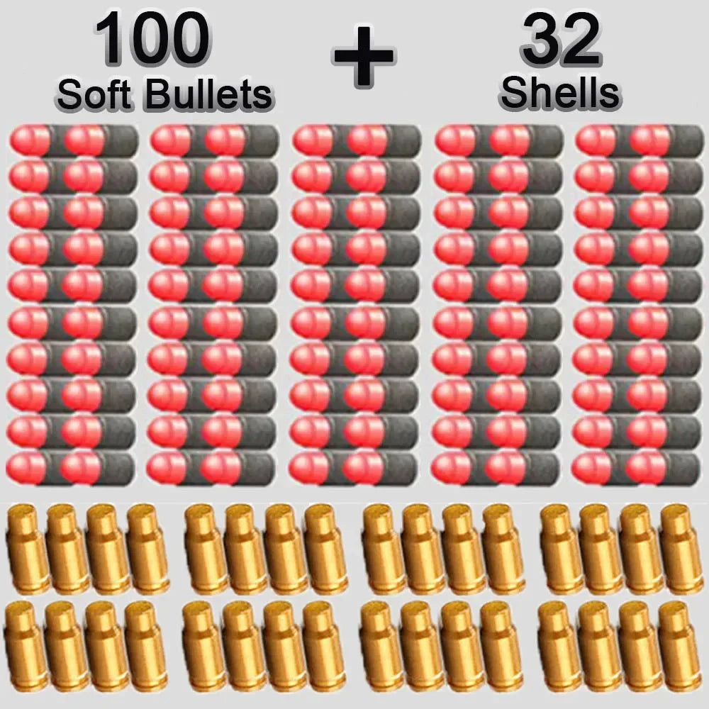 80Shells And 100 Soft EVA Bullets For Toy gun Glock Colt 1911 Shooting Game For Kids Boys