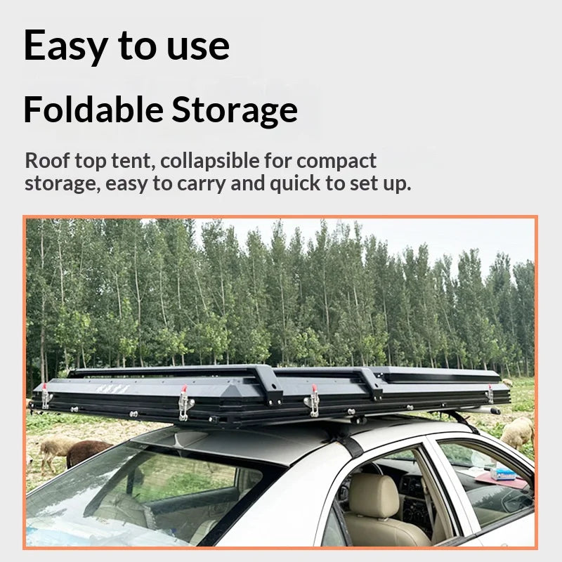 Car Camping Trailer with Built-in Tent, Self-driving, Outdoor Sunshade, Roof Sunshade, Camping Caravan Rainproof and Windproof