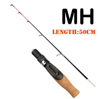 JOHNCOO 50cm Winter Ice Fishing Rods M ML MH UL 2 Sections Ultralight Portable Winter Fishing Rod Spinning Rods