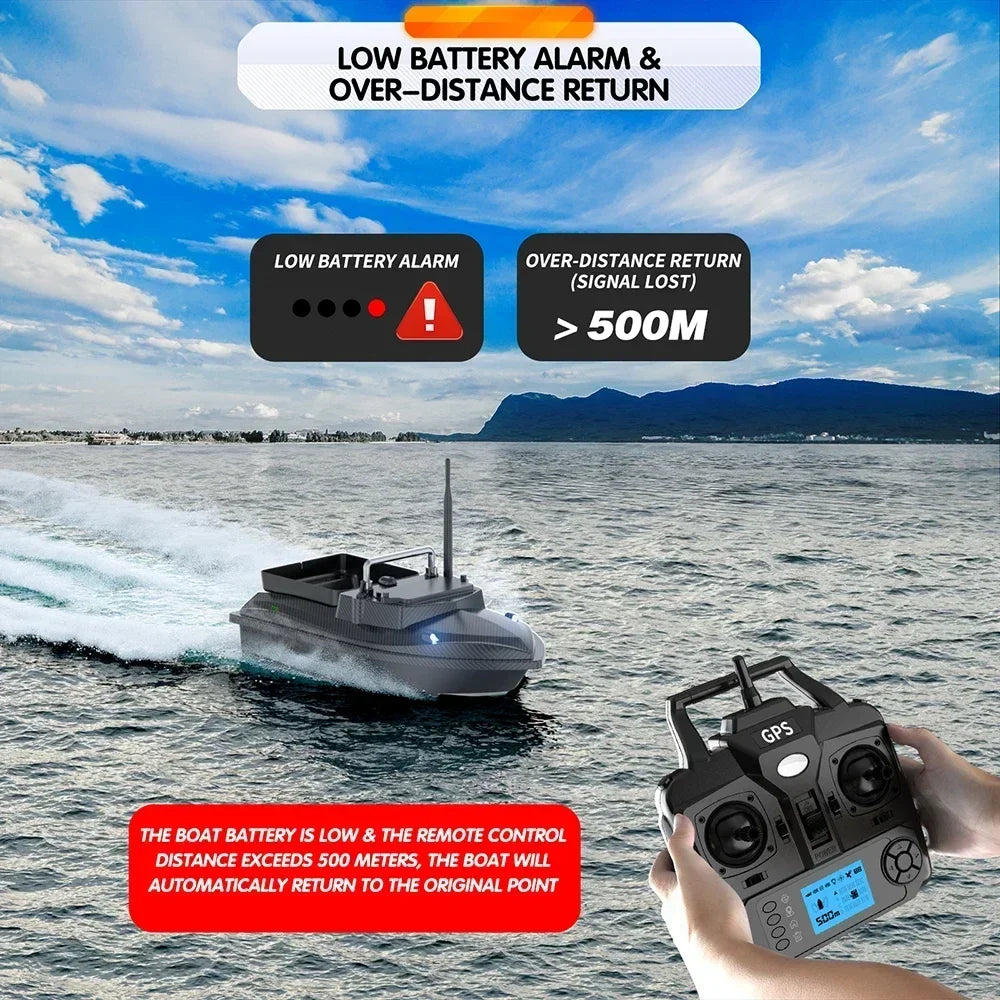MBLN 5200mAh-30000mAh RC Bait Boat 500 Meters GPS 40 Point Positioning 1 Hoppers 2KG Automatic Return Fishing Bait Boat VX