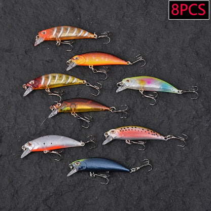 8pcs Mini Crankbaits Fishing Lures Set Sinking Minnow Hard Bait Kit Artificial Wobblers For Pike Bass Carp Swimbait Pesca Tackle
