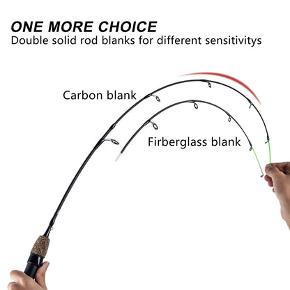 Goture new Portable  Winter Ice Fishing Rods 2 tips Spinning Rod Carbon Fiber Ice pole Ultra-light Carp Fishing Rod