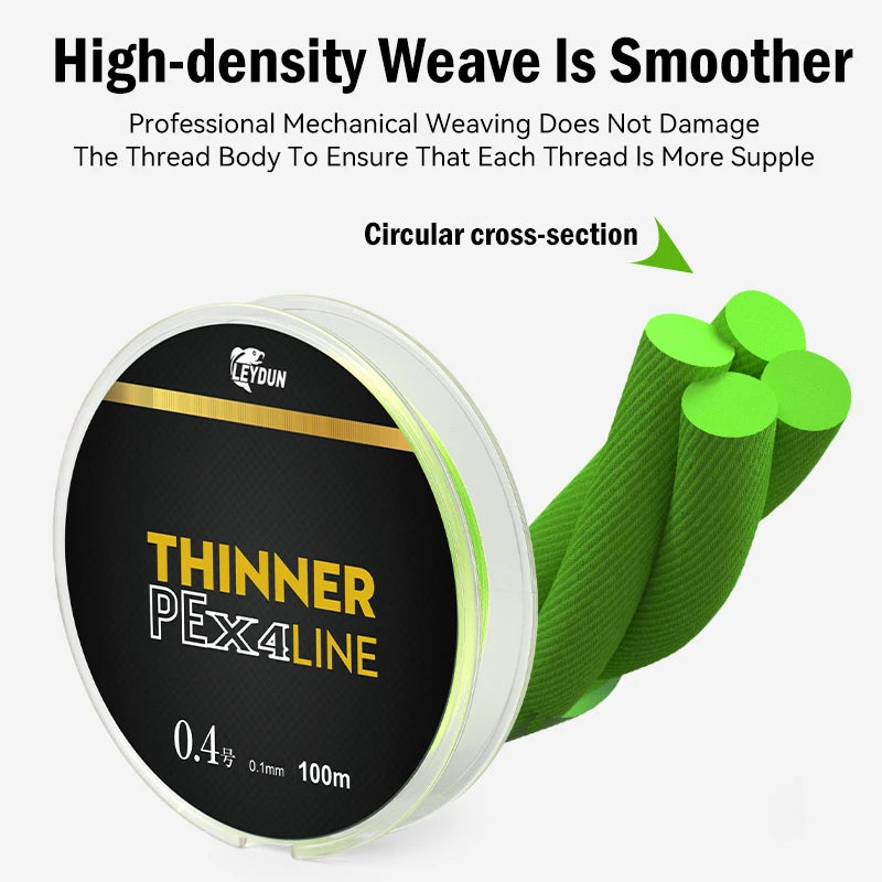 Leydun Micro THINNER Fishing Lines 100m 150m 4 Strands Braided PE Japan Monofilament Fishing Line Set Carp Fly Fishing Wire