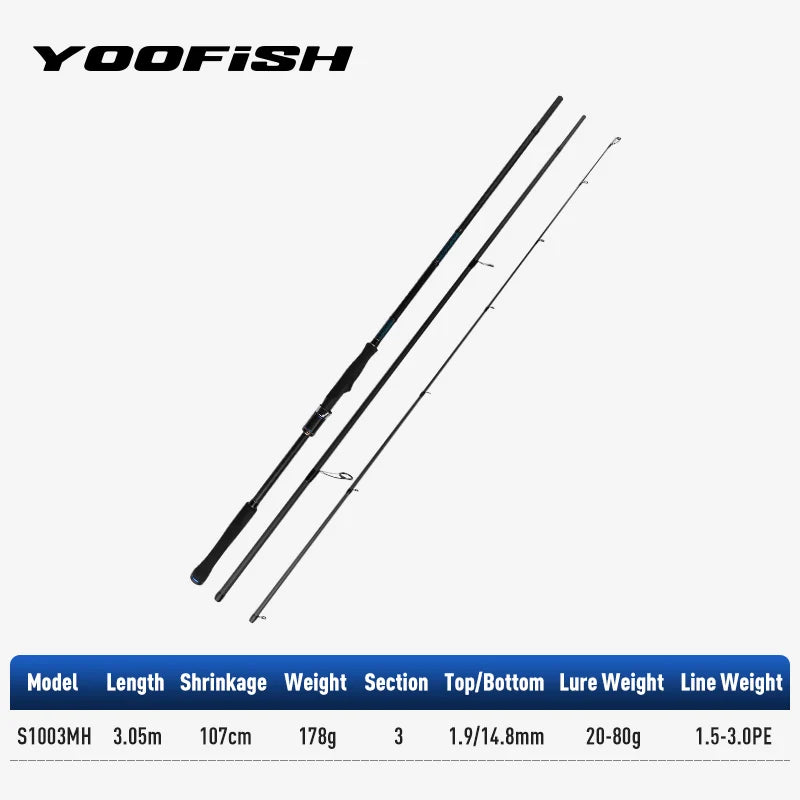 YOOFISH Inshore Fishing Rod Breakwater S762L S832M S862ML S902ML S922ML S1003MH Saltwater Ultralight Spinning Rods Bass Rod