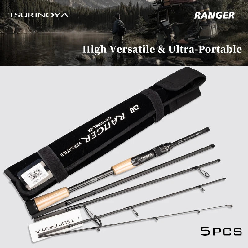 TSURINOYA Travel Fishing Rod RANGER 2.08m 2.09m 2.21m L-ML、ML-M FUJI A Guide Fast Action Portable Spinning Casting Bass Rod