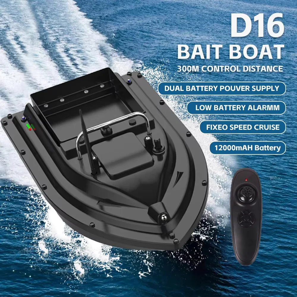 LOKEEVAN D16 Bait Boat  Remote Control 300m Range 12000mAh 1.5KG Load Large Bait Container 2.4GHz Remote For Outdoor Fishing