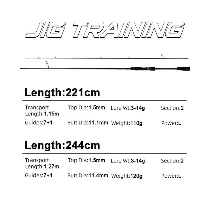 MIFINE JIG TRAINING SPIN Fishing Rod Lure Weight 3-14g/5-21G/ 7-28g/10-42g/12-56g/20-85g Fast Hollow Tip Bass Pike Spinning Rods