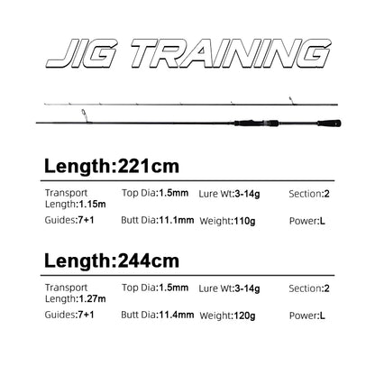 MIFINE JIG TRAINING SPIN Fishing Rod Lure Weight 3-14g/5-21G/ 7-28g/10-42g/12-56g/20-85g Fast Hollow Tip Bass Pike Spinning Rods