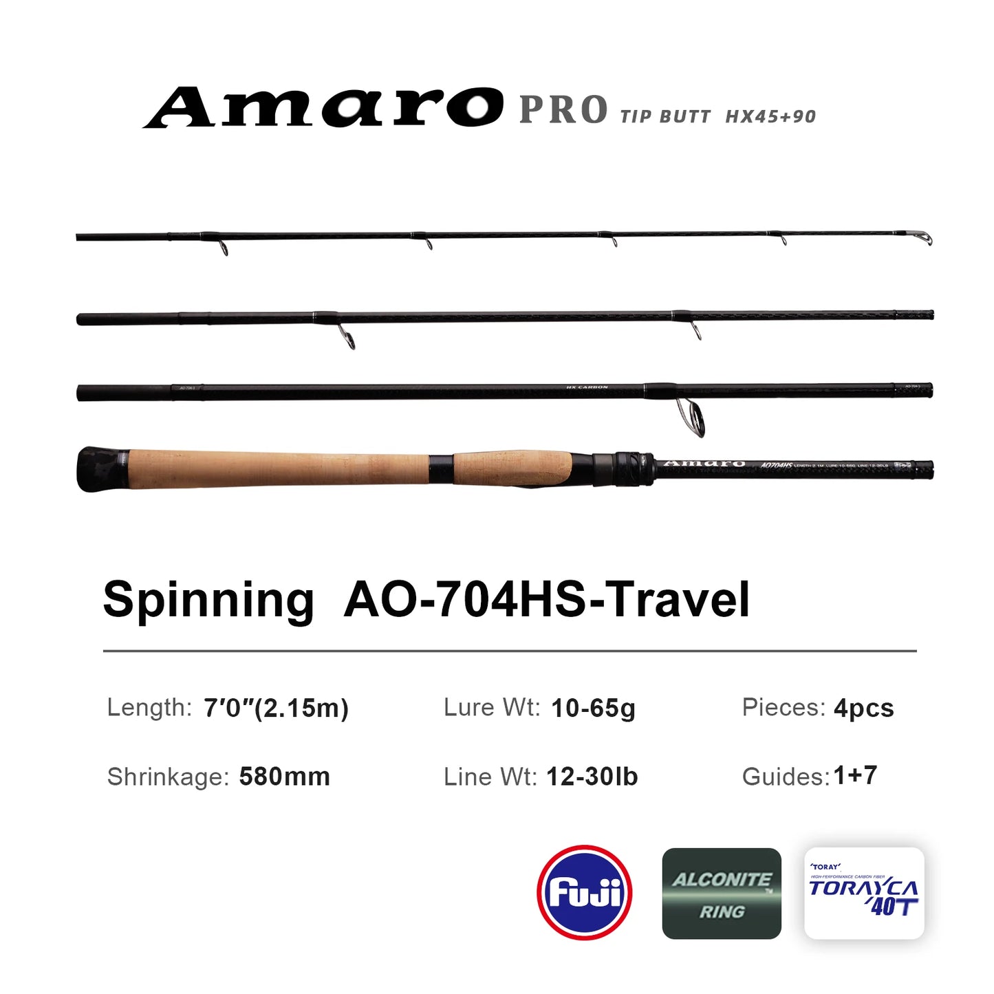 PURELURE Amaro Pro 10-80g 8ft Spinning Rod For Bass High Carbon Long Throwing Fishing Rod In FUJI Accessories Travel Casting