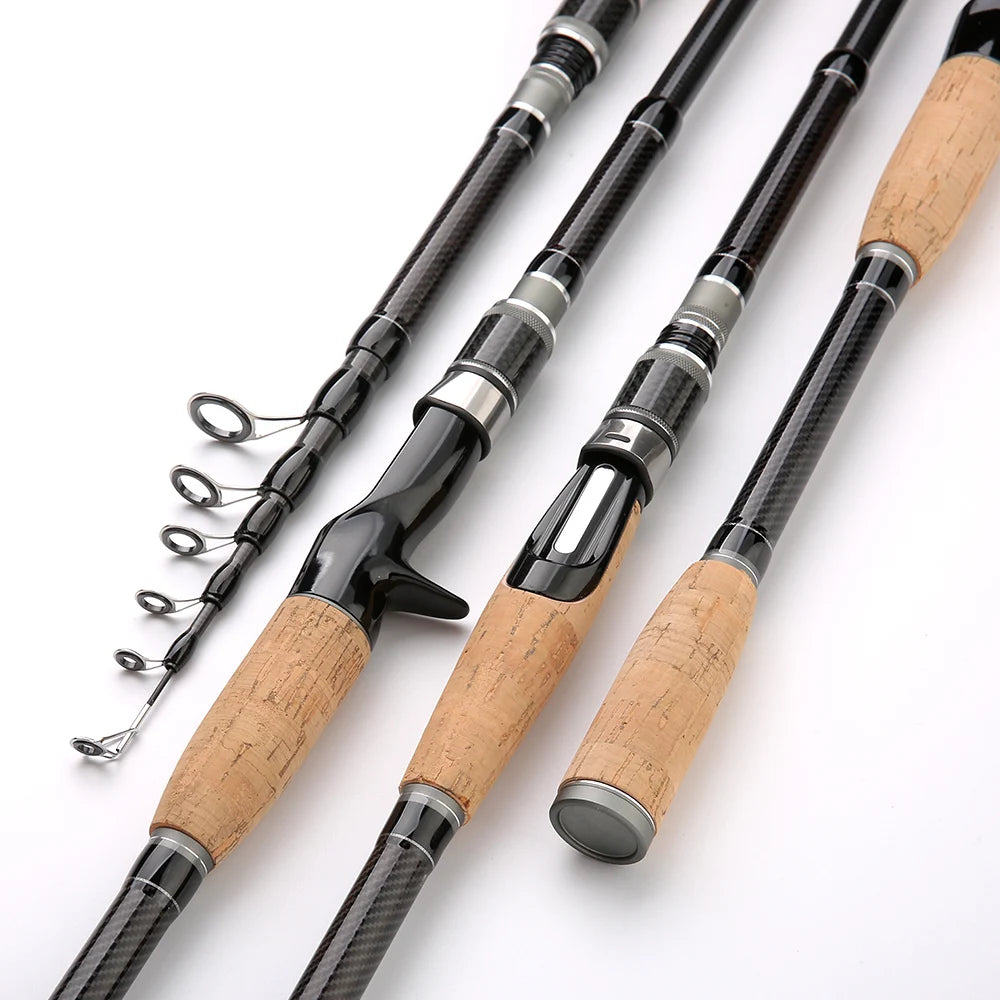 1.8M 2.1M 2.4M 2.7M 3.0M Carbon Rod Telescopic Lure Fishing Rod Casting Spinning Rod Travel Rod Ultralight Fishing Rod