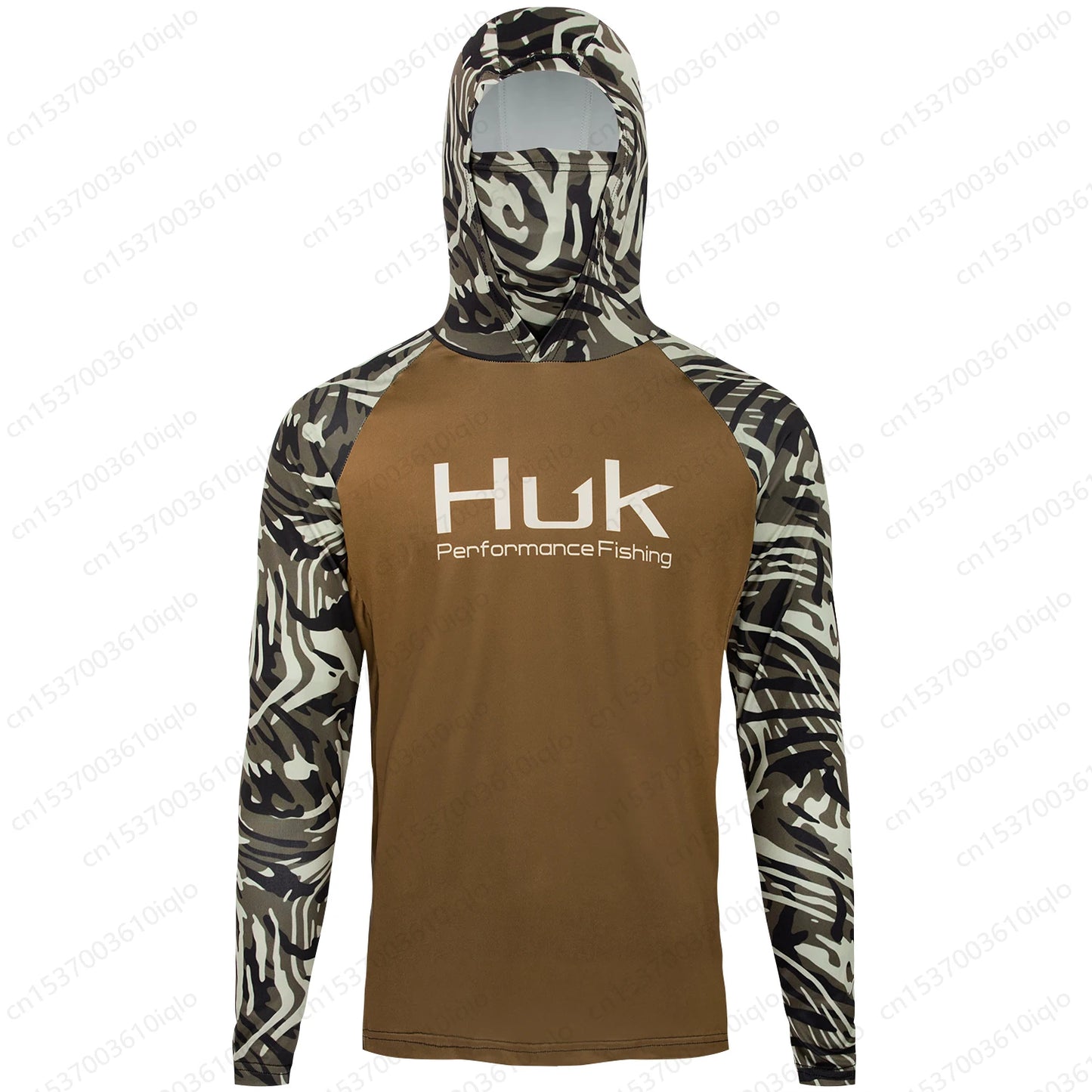 HUK UPF 50+ Long Sleeve Hooded Face Cover Fishing Shirts Quick Dry Sweatshirts Breathable UV Protection Men Fishing Jerseys