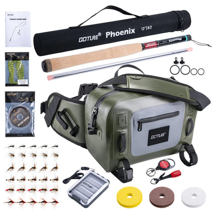 Goture Tenkara Fishing Kit 3.6m Rod with Spare Tip Section&Storage Bag Complete Beginner Tenkara Kit for Travel Hiking Camping