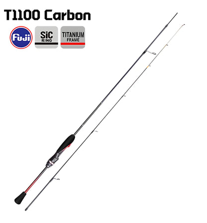 T1100 Carbon Fiber Lure Fishing Rod with FUJI Guide Rings Titanium Bracket,UL Spinning Casting Rod for Carp Trout Bass Fishing