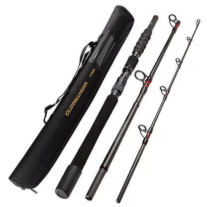 1.8m 2.1m 2.4m Quality Boat Saltwater 40T Carbon Fishing Rod 30-50Lb 3 Pce Surf Spinning Rod  Lure 80-250g Travel Pole Free Bag