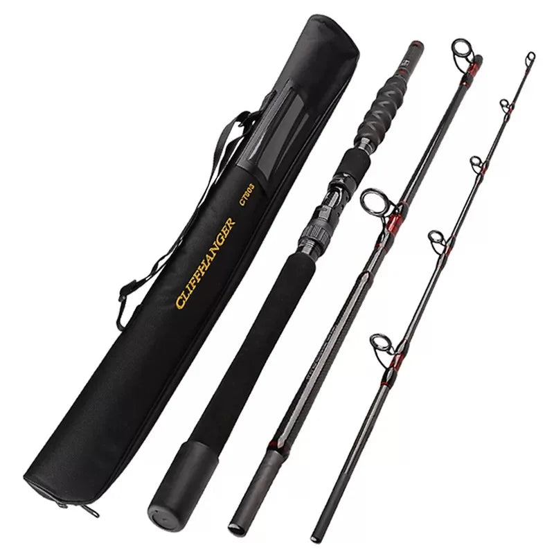 1.8m 2.1m 2.4m Quality Boat Saltwater 40T Carbon Fishing Rod 30-50Lb 3 Pce Surf Spinning Rod  Lure 80-250g Travel Pole Free Bag