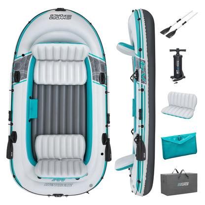 Bestway 65159/65158 4-5 Person Inflatable Kayak - Durable PVC Material, Large Adventure Boat, Kit Format