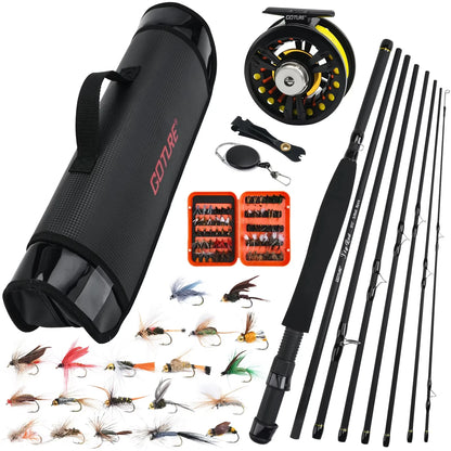 Goture #5/6 Travel Fly Fishing Rod 2.7M Multinodal Medium Fast Action Fly Rod Cork＆carbon Handle Ultralight Fishing Tackle