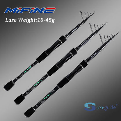 MIFINE HONOR Telescopic Travel Fishing Rod CW 10-45g Spinning Rods 2.1M 2.4M 2.7M 24T Carbon Fiber Solid Tip Portable Rods