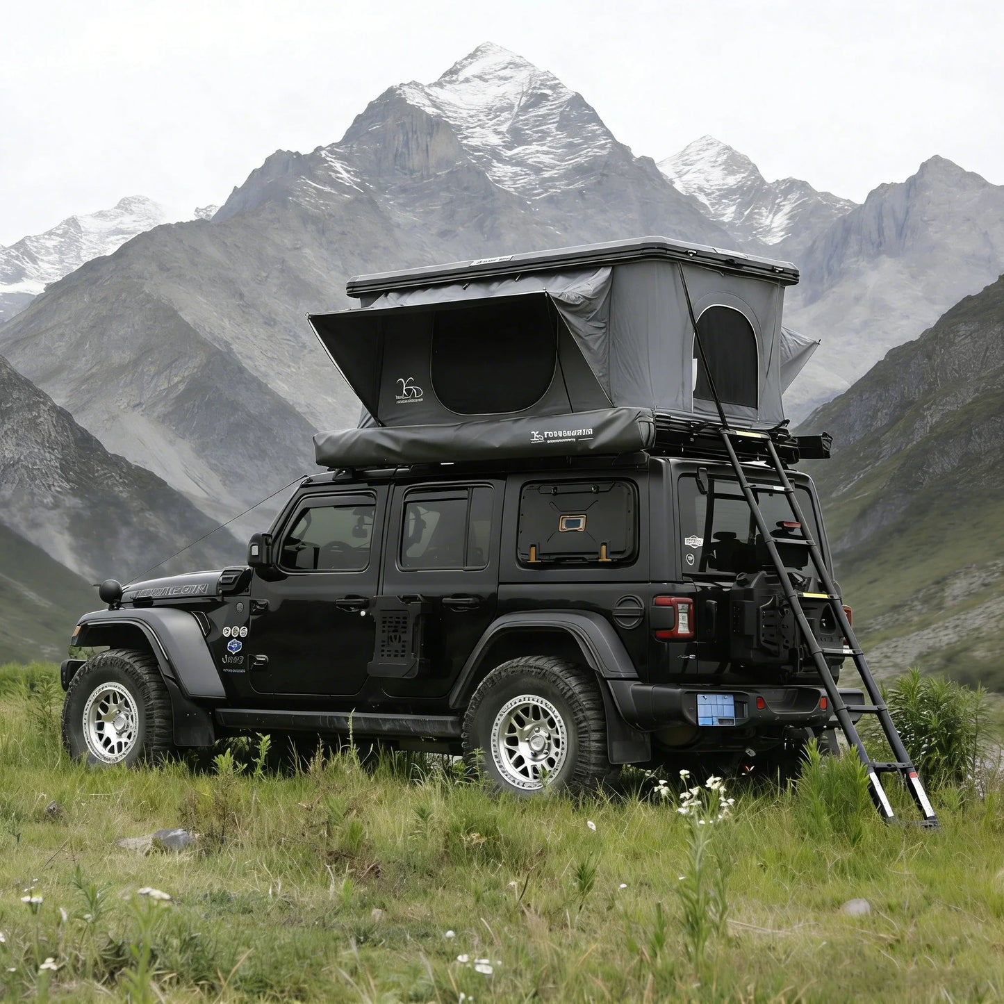 YoungHunter Aluminum Roof Top Tent for 1-2 Person Hardtop SUV 4x4 Straight up Design with Gray Fabric 320gms