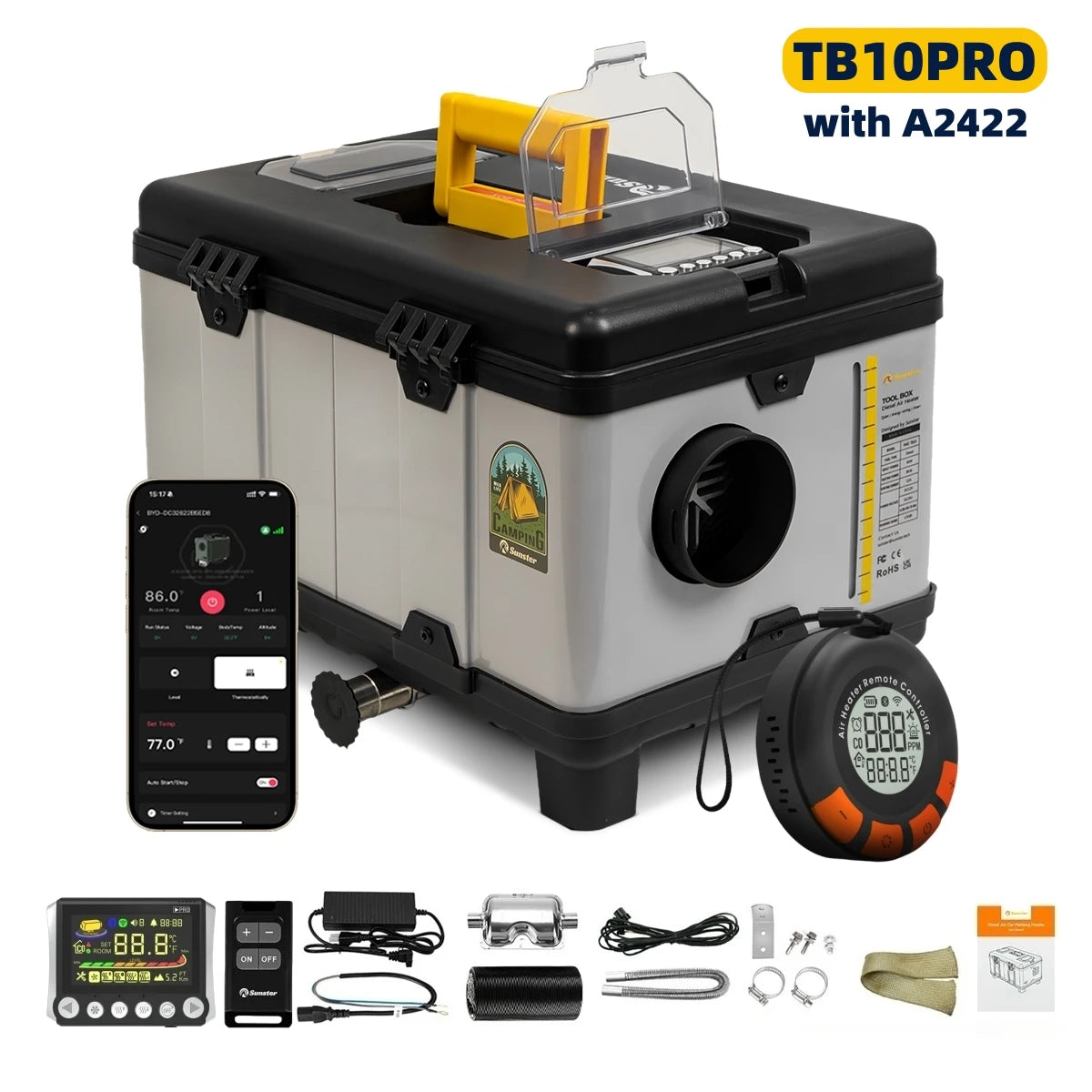 TB10PRO 8KW Diesel Air Heater 12V 24V 240V Auto Thermostat Parking Heater With Bluetooth APP and CO Monitor for Car Homes Camper