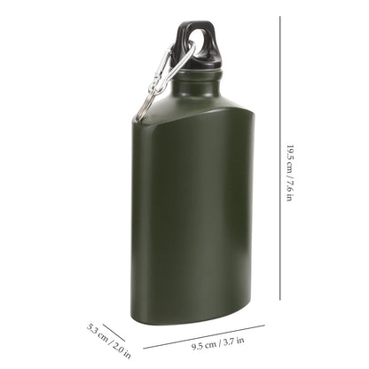 Durable Aluminum Canteen 500ml Flat Portable Water Bottle for Outdoor Camping Hiking Travel Lightweight Army Green