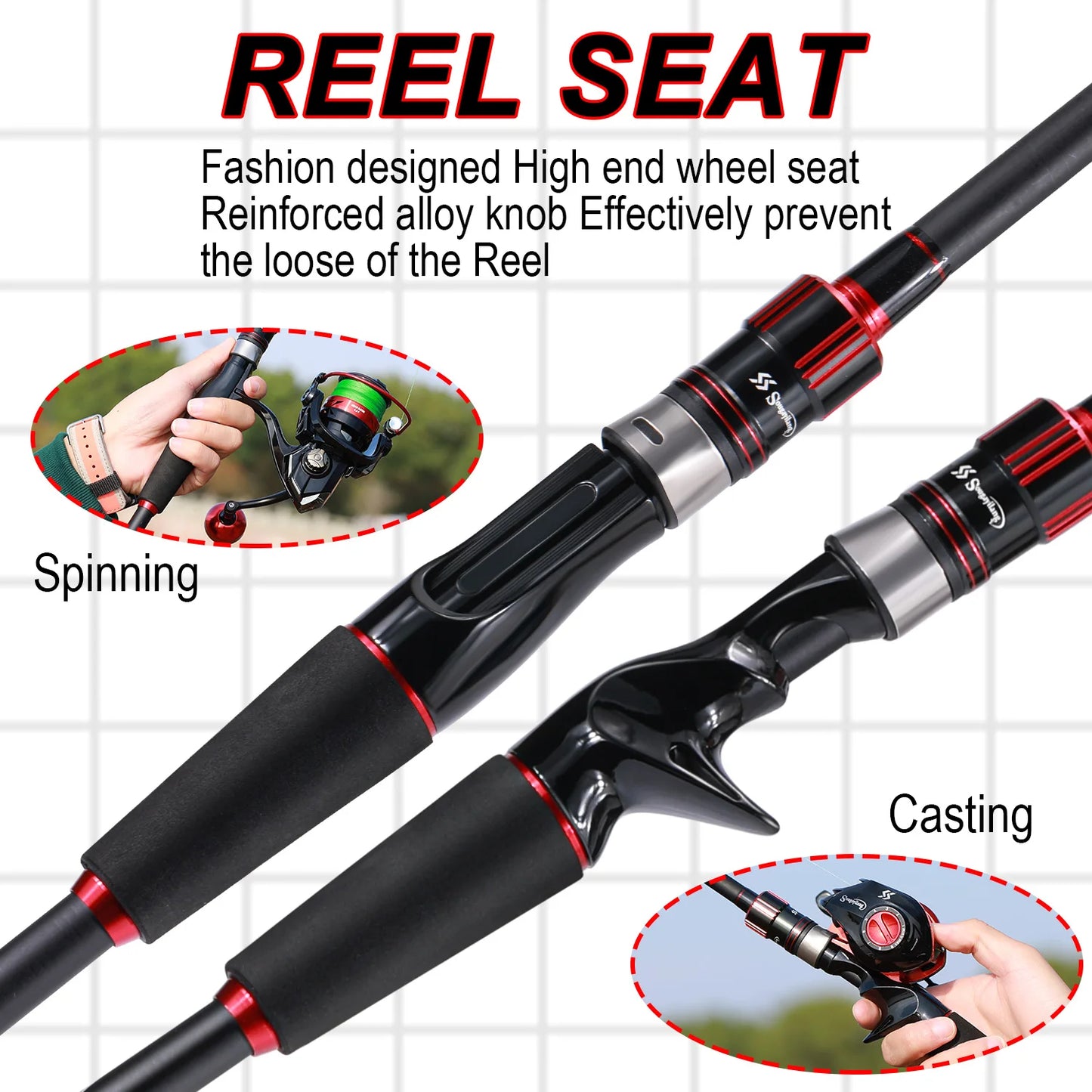 Sougayilang Fishing Rod UltraLight Carbon Fiber 1.8/1.98/2.1m Casting Rod and Pike Spinning Max Drag 8kg for Bass Trout Fishing