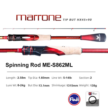 PURELURE MARRONE Spinning Rod and Casting Rod Combo High Carbon Universal Long Throwing Fishing Rod FUJI Ring Fast