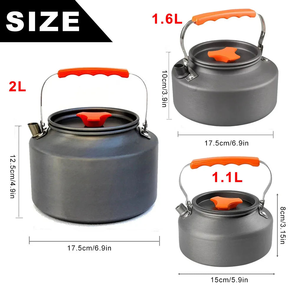 Camping Water Kettle Lightweight Aluminium Alloy Teapot for Outdoor Tourism Cookware Travel Hiking Picnic Tableware