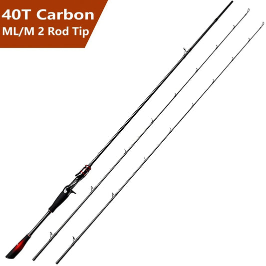 40T Carbon Fiber Lure Fishing Rod With 2 Tips,ML M Spinning / Casting Rod,Carp Bass Trout Boat Fishing Rod Equipment Accessories