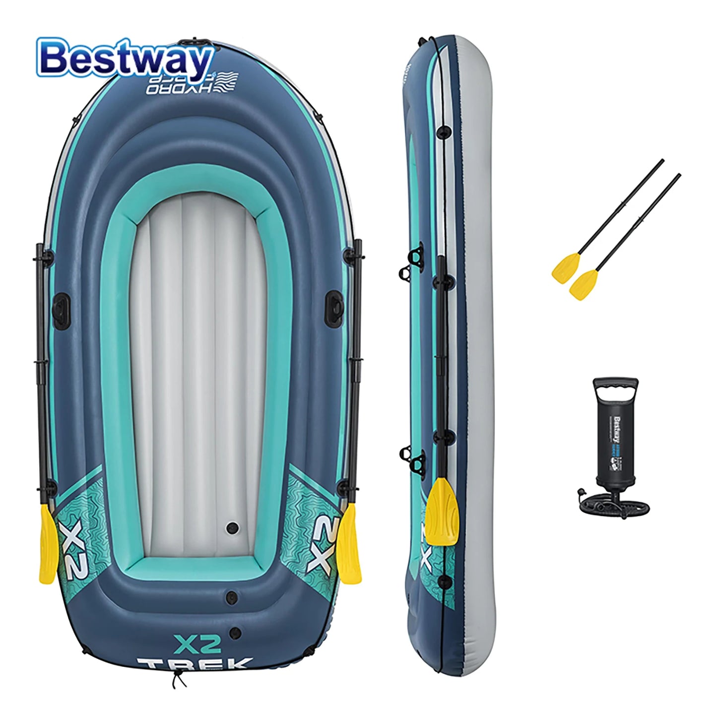 Bestway 61153/61154 2-3 Person Inflatable Kayak - Durable PVC Material, Large Adventure Boat, Kit Forma