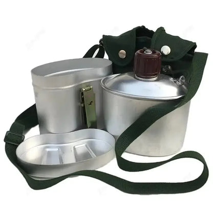 Portable Aluminum Canteen Set with Cup and Cover, Lightweight Cooking Gear for Outdoor Camping, Hiking and Backpacking Picnic