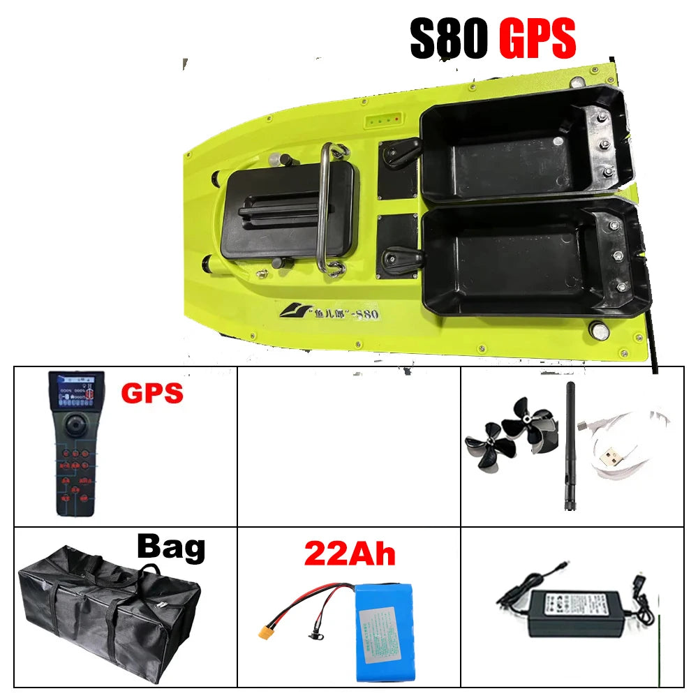 12V GPS Rc Bait Boat 500M Intelligent Cruise Control One Click Return High Speed Night Fishing Pulling Net Towing Hook Carp Boat