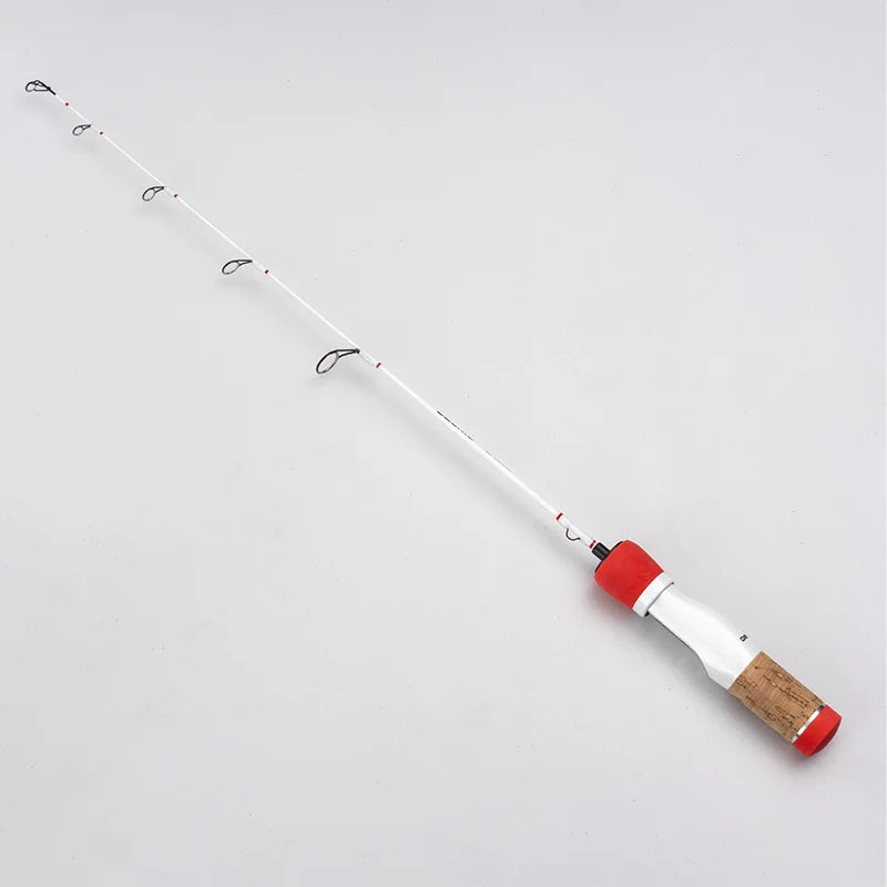DEUKIO 64cm Carbon Fiber Ice Fishing Rods 2 Sections Ultralight Portable Winter Fishing Rod Wooden EVA Handle Spinning Rods