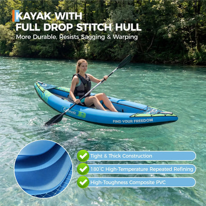 2 Person Inflatable Kayak Portable Fishing Touring Boat Heavy Duty Canoe With Seat Paddles Pump Outdoor Water Sports