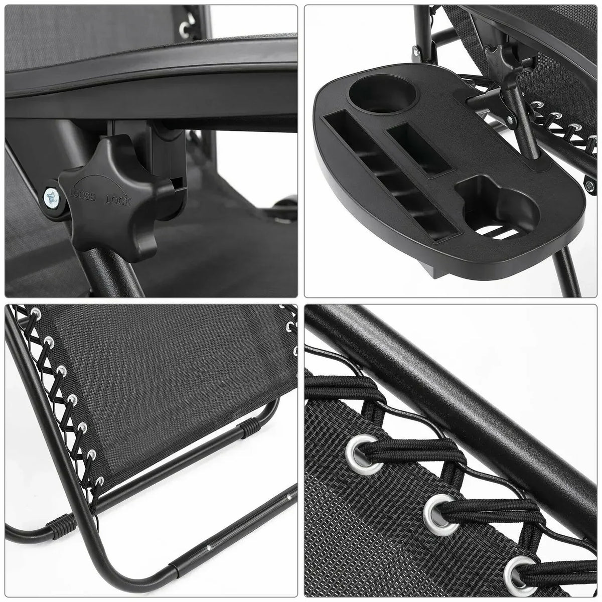 2Pcs Outdoor Foldable Chair, Zero Gravity Chair with Armrest, Cup Holder, Folding Chair Camping Lounge Patio Lawn Recliner