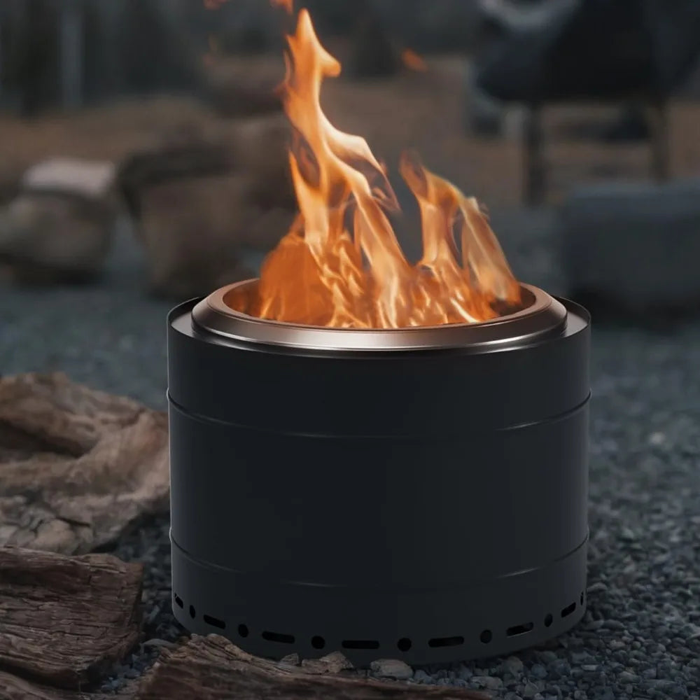 22 inch Smokeless Fire Pit with Carry Bag, Stainless Steel Outdoor Smokeless Firepit, Wood Burning Fire Pits for Camping, Bonfir