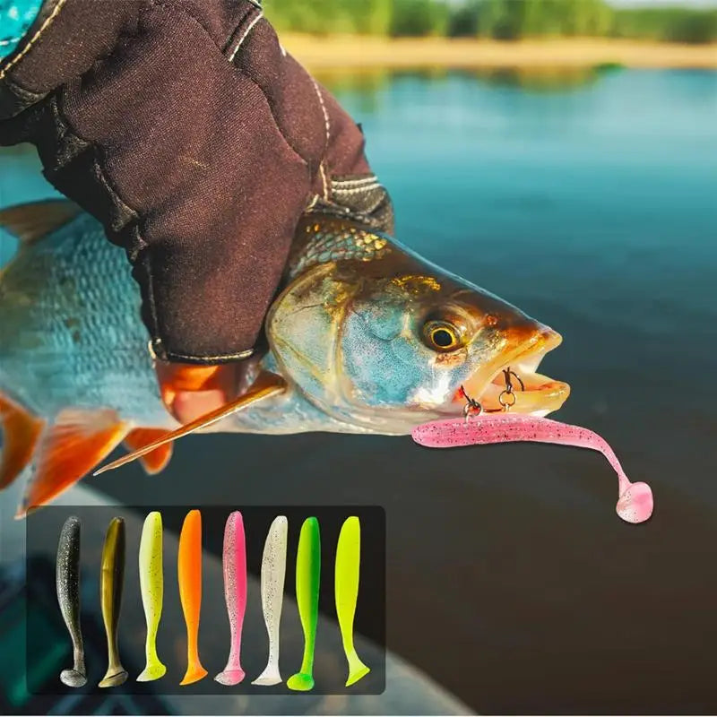 New 50/30/15PC Soft Fishing Lures Kit Silicone Lure Set Artificial Bait Worm with Crank Jig Head Hook Fishing Tackle Accessories