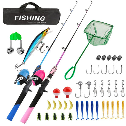 Kids Telescopic Fishing Rod 1m Portable Complete Fishing Set with Reel and Carry Bag for Boys Girls Outdoor Freshwater Saltwater
