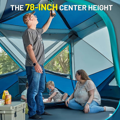 Instant Pop Up Cabin Tent for 4 6 8 People 60 Second Setup Weather Resistant with Rain Fly Carry Bag